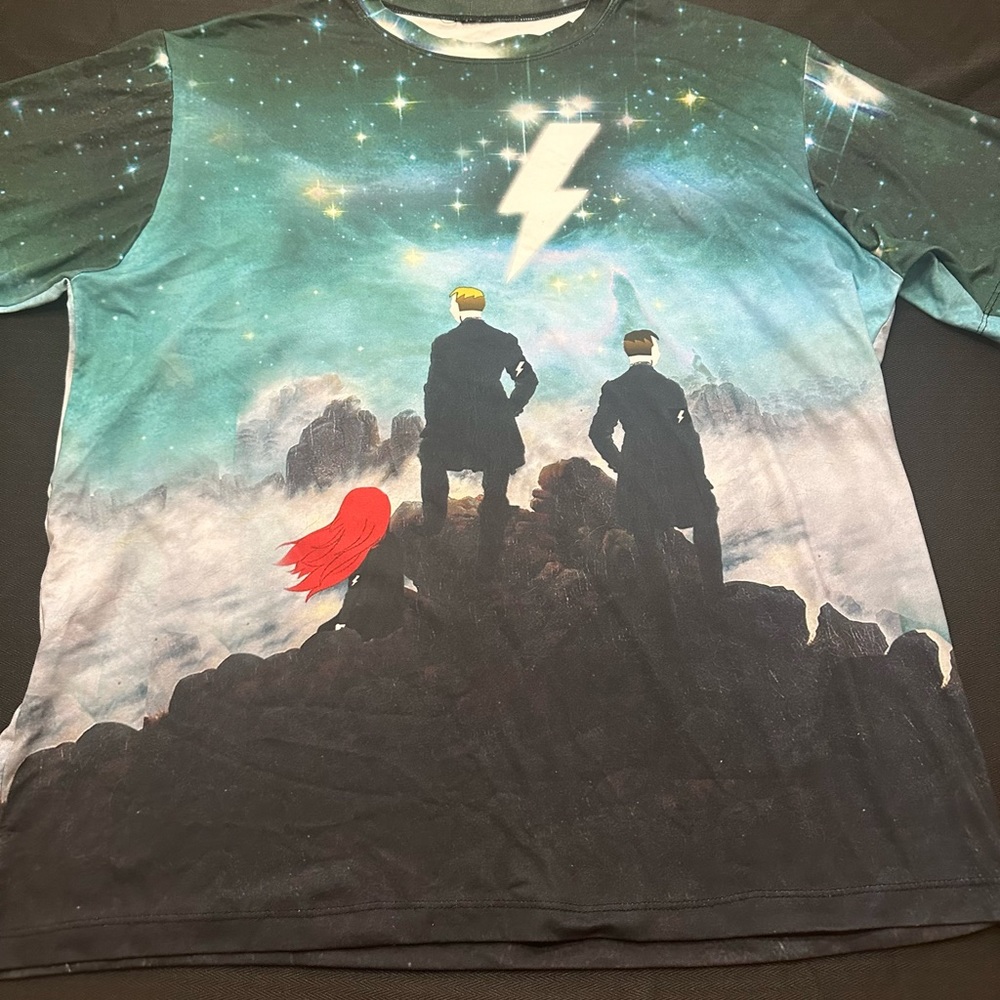 Unisex T Shirt Blue & Black Size XL  Polyester
